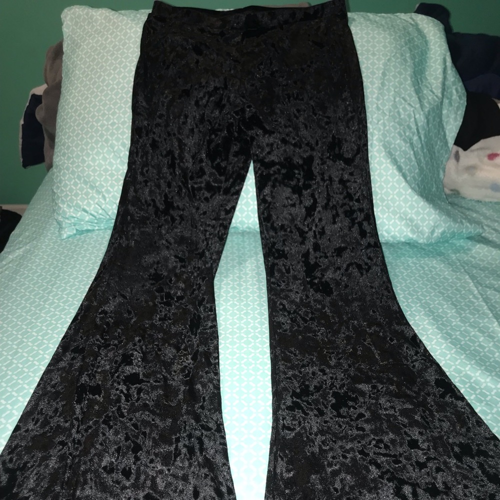 Black velvet bell-bottoms